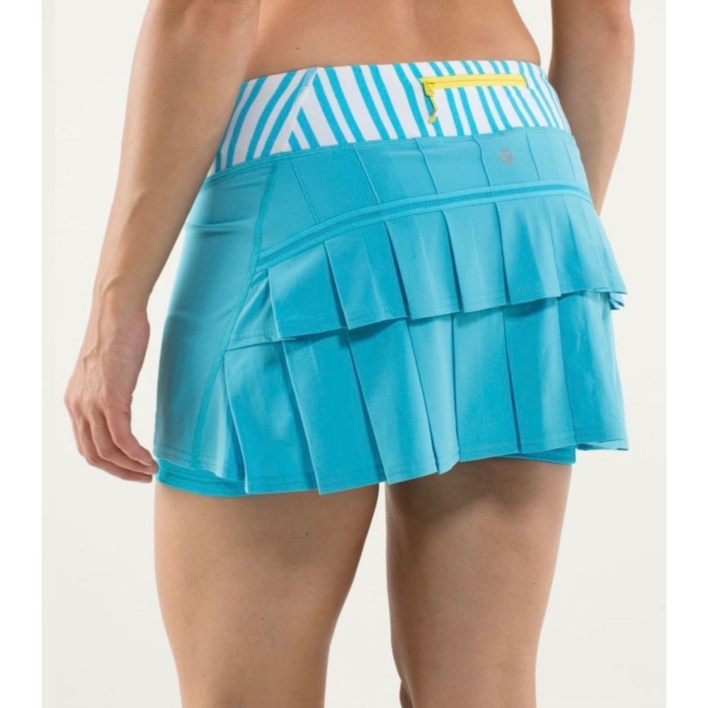 Lululemon Run Pace Setter Skort Sz 8Twin Stripe Spry Blue Tennis Pickleball